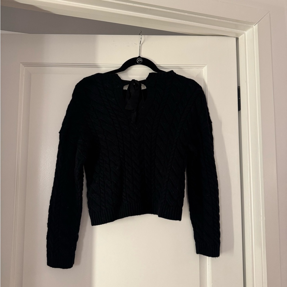 Tie-Back J. Crew XXS Black Cable Knit Sweater